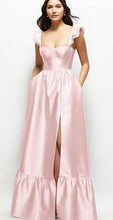 Load image into Gallery viewer, Dessy 3146 Satin Corset Dress with Ruffle Straps