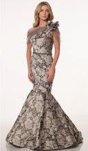 Load image into Gallery viewer, Montage M853 Oyster One Shoulder Brocade Gown