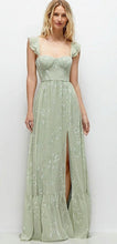 Load image into Gallery viewer, Dessy 3158 Ruffle Strap Chiffon Bustier Maxi Dress with Ruffle Hem and A-Line Skirt