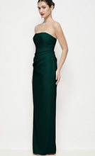 Load image into Gallery viewer, Dessy 6941 Strapless Asymmetrical Drop Waist Corset Dress with Column Skirt