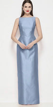 Load image into Gallery viewer, Dessy D903 Bateau Neck Satin Maxi Dress with Pleated Column Skirt