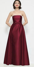 Load image into Gallery viewer, Dessy 3202 Strapless Bow-Waist Satin Column Dress with Overskirt