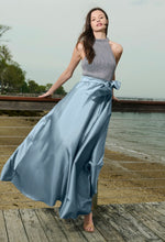 Load image into Gallery viewer, Emily Shalant 17D-0275 Pearl Beaded Halter with Taffeta Skirt