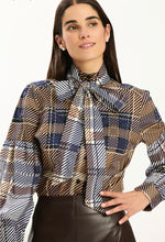 Load image into Gallery viewer, Tyler Boe Georgia Plaid Tie Blouse
