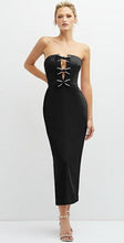 Load image into Gallery viewer, Dessy 6891 Strapless Crepe Dress with V-Neckline and Bows