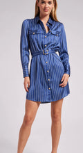 Load image into Gallery viewer, Generation Love Darcelle Pinstripe Shirt Dress in Oxford/White