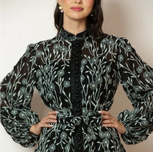Load image into Gallery viewer, Jessie Liu Black and White Embroidered Silk Short Dress

