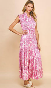 The Hadley Dress in Pink and White Print
