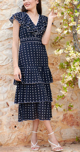 Neve and Noor’s Phipps Dress in Navy and White Polka Dot