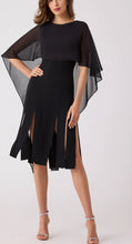 Load image into Gallery viewer, Teri Jon 247253 Black Chiffon Cape Dress with Cut through Skirt