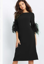 Load image into Gallery viewer, Jovani 07341 Midi Dress with Feathers at Cuff