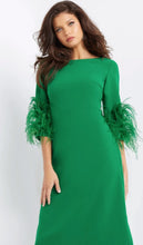 Load image into Gallery viewer, Jovani 07341 Midi Dress with Feathers at Cuff