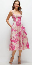 Load image into Gallery viewer, Dessy 3172HPJ Hibiscus Pink Floral Jacquard Midi Dress