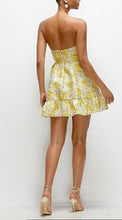 Load image into Gallery viewer, Dessy 3173GYF Golden Yellow Strapless Jacquard Mini Dress