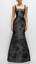 Load image into Gallery viewer, Dessy 3174NGM Navy Floral Jacquard Square Neck Long Gown