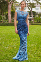 Load image into Gallery viewer, Montage 119958 Gorgeous Ombré Lace Long Gown with Sleeve
