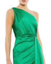 Load image into Gallery viewer, Macduggal 26654 Emerald One Shoulder Satin Long Gown