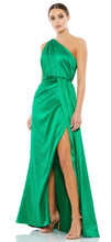 Load image into Gallery viewer, Macduggal 26654 Emerald One Shoulder Satin Long Gown