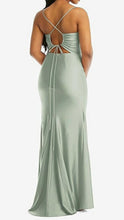 Load image into Gallery viewer, Dessy CS105 Cowl Neck Open Tie Back Stretch Satin Long Gown