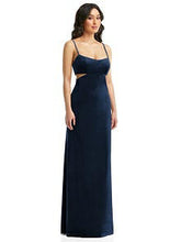 Load image into Gallery viewer, Dessy 6866 Spaghetti Strap Cutout Midriff Velvet Maxi Dress