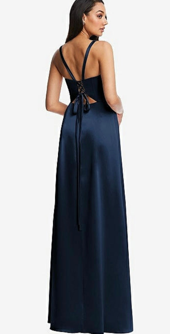 Dessy 6874 Charmeuse Corset Gown with Lace Up Back Gigi's Closette Ltd. Dessy 6874 Charmeuse Corset Gown with Lace Up Back Gigi's Closette Ltd.
