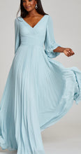 Load image into Gallery viewer, Teri Jon 209098 Powder Blue Chiffon Long Gown with Puff Sleeve