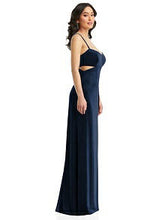 Load image into Gallery viewer, Dessy 6866 Spaghetti Strap Cutout Midriff Velvet Maxi Dress