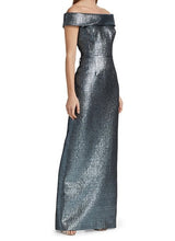 Load image into Gallery viewer, Teri Jon 47240 Jacquard Off the Shoulder Column Gown