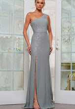 Load image into Gallery viewer, Gorgeous One Shoulder Gown with Beaded Appliqués
