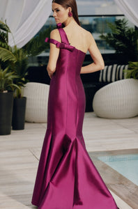 Frascara 4811 One Shoulder Silk Gown with Bow Detail