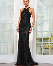 Load image into Gallery viewer, Rina Di Montella RD3247 Halter Embroidered Lace Long Gown
