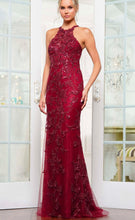 Load image into Gallery viewer, Rina Di Montella RD3247 Halter Embroidered Lace Long Gown
