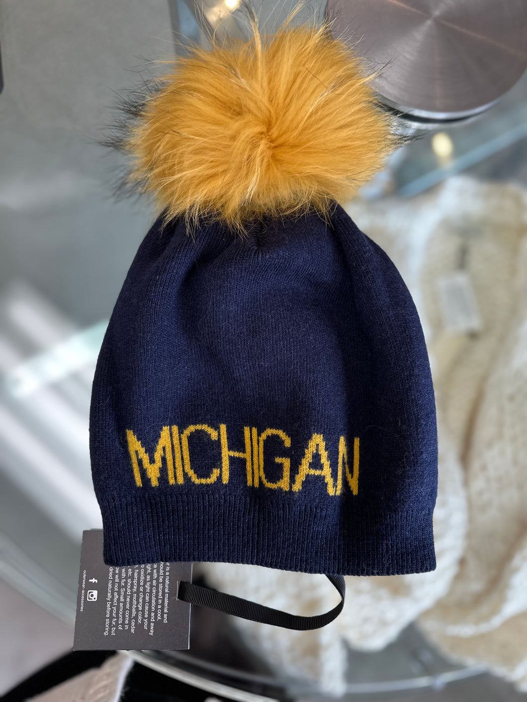 Linda Richards Michigan Hat with Fur Pom