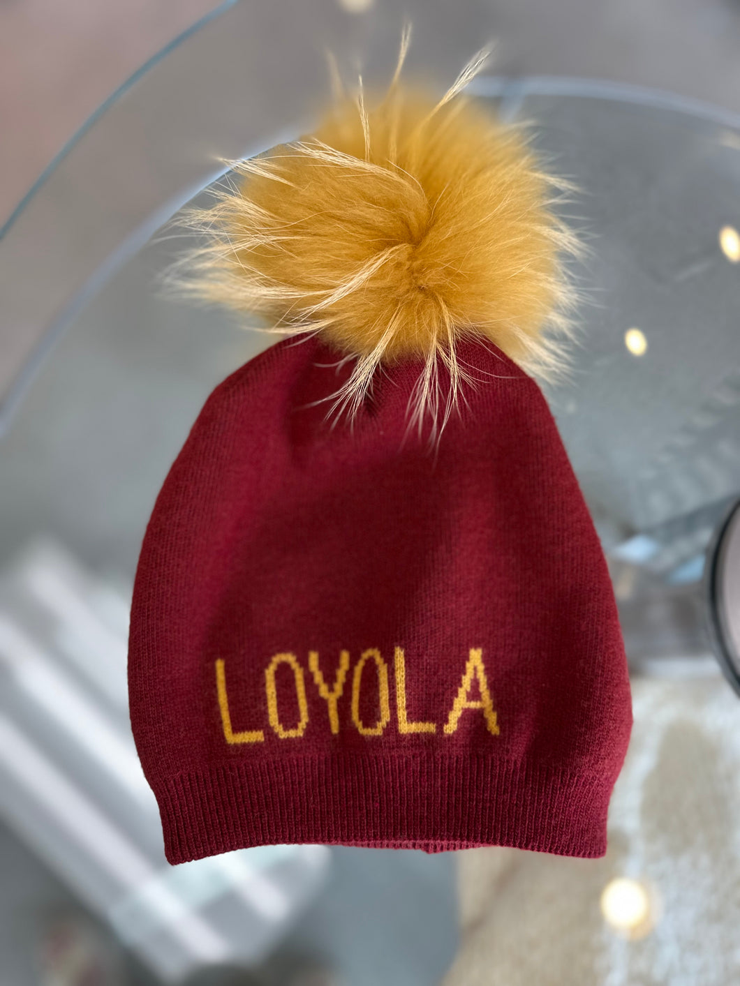 Linda Richards Loyola Hat with Fur Pom