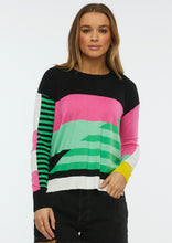 Load image into Gallery viewer, Zaket and Plover Diagonal Stripe Sweater in Black
