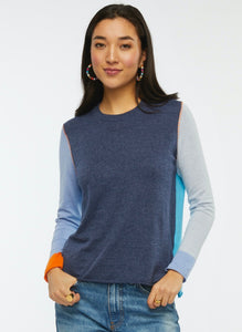 Zaket and Plover Color Block Sweater in Denim