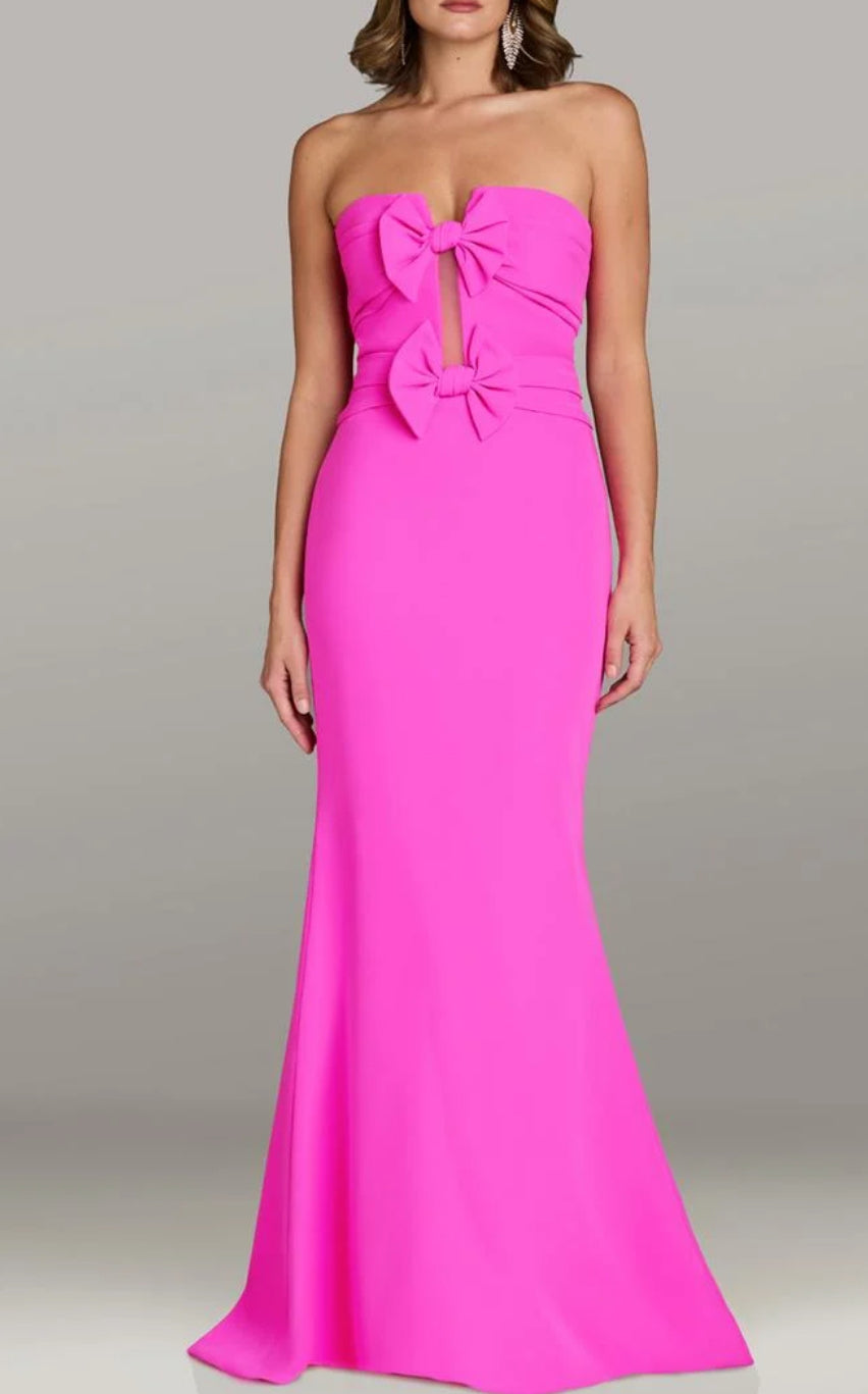 Gia Franco 12541 Strapless Gown in Hot Pink