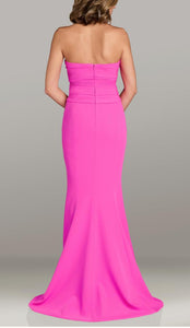 Feriani Couture 12541 Hot Pink Strapless Dress with Bow Detail