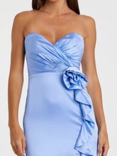 Load image into Gallery viewer, Macduggal 68872 Strapless Satin Gown in Ice Blue
