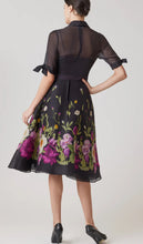 Load image into Gallery viewer, Teri Jon 25834 Black Floral Shirt Dress
