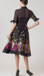 Teri Jon 25834 Black Floral Shirt Dress