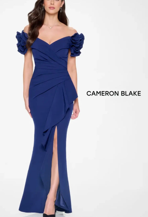 Cameron Blake CM209 Off the Shoulder Fit and Flare Long Gown