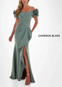 Cameron Blake CM209 Off the Shoulder Fit and Flare Long Gown