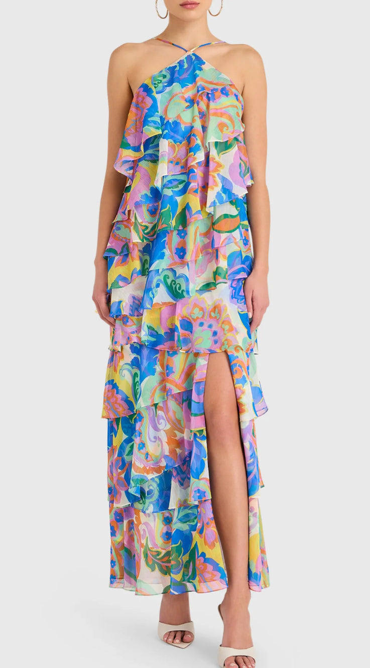 Amanda Uprichard Posie Halter Dress in Fleetwood Print