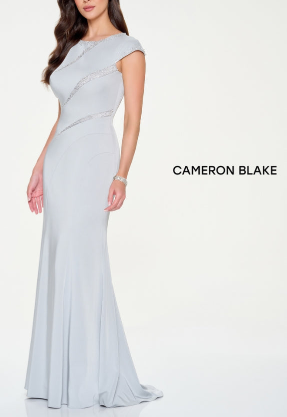 Cameron Blake CB204 Long Gown with Cap Sleeves