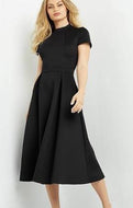 Jovani 06782 High Neck Midi Dress with Cap Sleeve Black or Navy