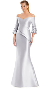 Daymor 3049 Off the Shoulder with 3/4 Sleeve and Flower Detail