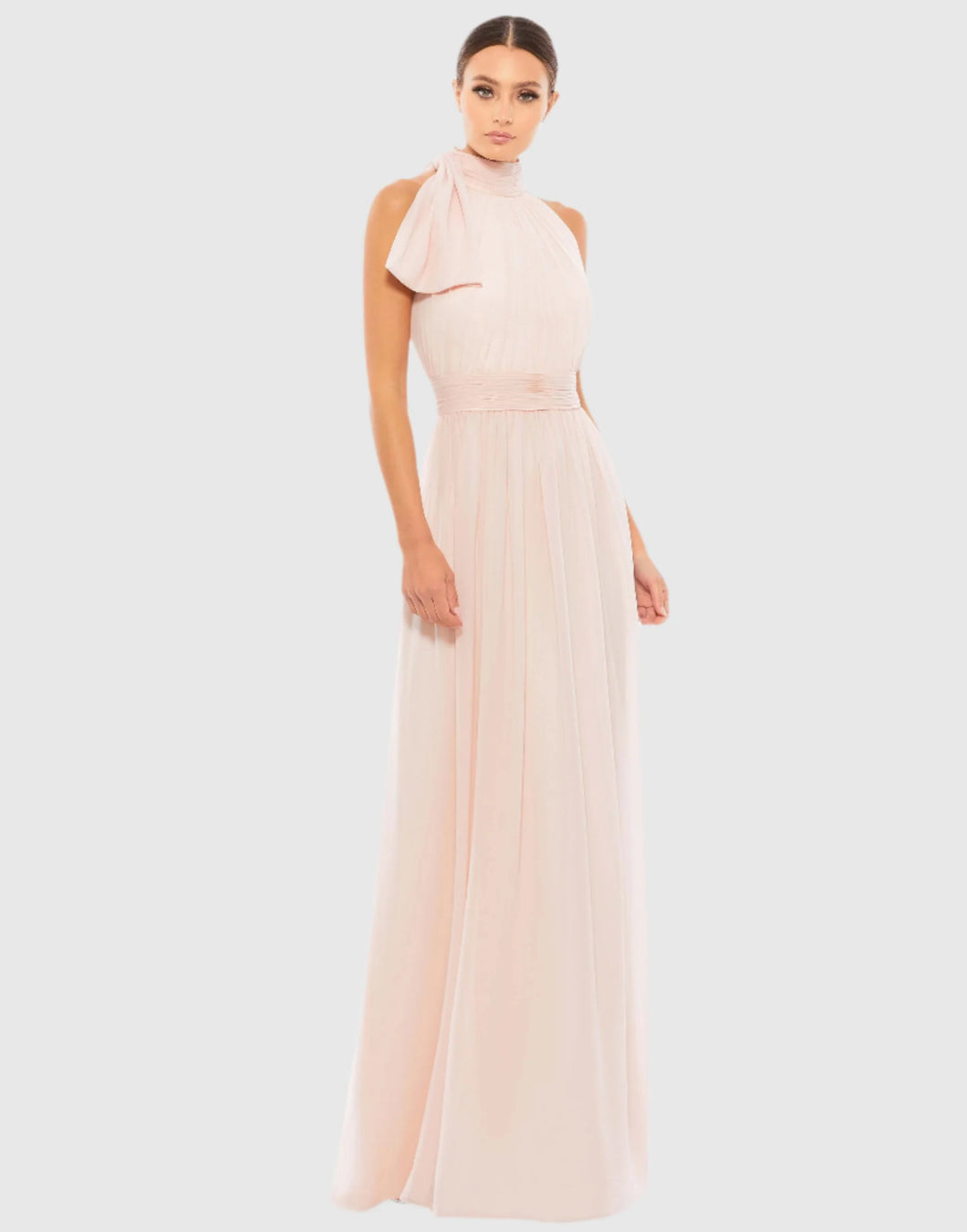 Macduggal 55035 Sleeveless Halter Chiffon Dress with Bow