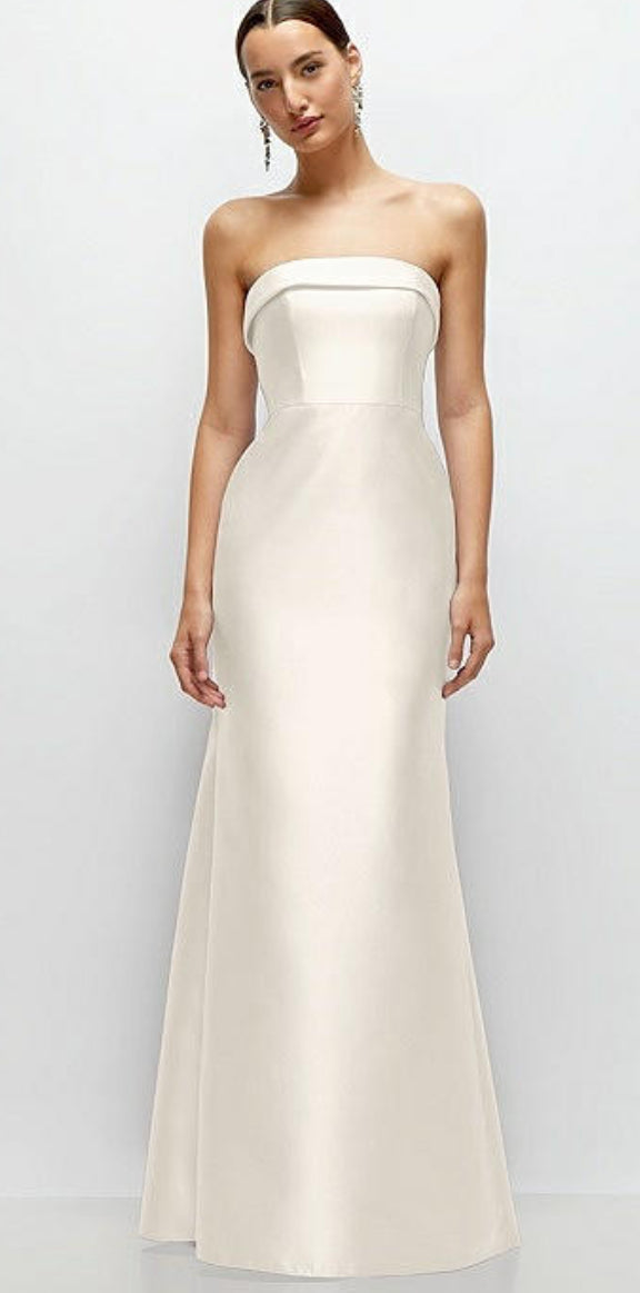 Dessy D870 Strapless Cuff Neckline Maxi Dress