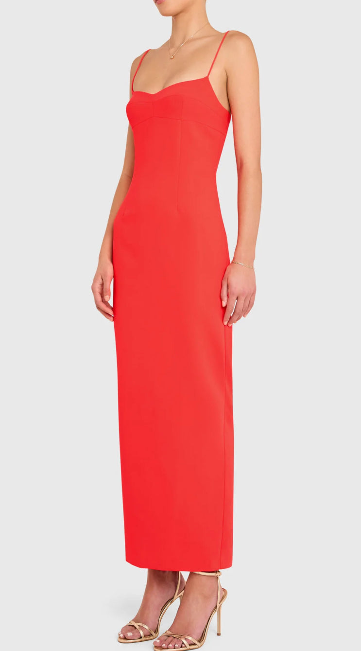 amanda uprichard red dress Amanda Uprichard Lawrence Maxi in Crimson – Gigi's Closette Ltd